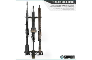 Image of Savior Equipment 3-Slot Angle Adjustable Rafle Wall Rack, OD Green, 12in W x 3.5in H x 8.5in D, OD Green, Top: 12in W x 3.5in H x 8.5in D ; Bottom: 12.5in W, RK-WALL-ADX3-OG