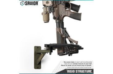 Image of Savior Equipment 3-Slot Angle Adjustable Rafle Wall Rack, OD Green, 12in W x 3.5in H x 8.5in D, OD Green, Top: 12in W x 3.5in H x 8.5in D ; Bottom: 12.5in W, RK-WALL-ADX3-OG