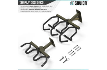 Image of Savior Equipment 3-Slot Angle Adjustable Rafle Wall Rack, OD Green, 12in W x 3.5in H x 8.5in D, OD Green, Top: 12in W x 3.5in H x 8.5in D ; Bottom: 12.5in W, RK-WALL-ADX3-OG