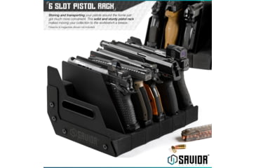 Image of Savior Equipment 6 Slot Pistol Rack, Black, 12.5 x 7 x 9.5, RK-HAND-XSIX-BK