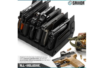 Image of Savior Equipment 6 Slot Pistol Rack, Black, 12.5 x 7 x 9.5, RK-HAND-XSIX-BK