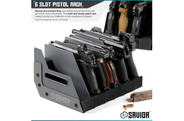 Image of Savior Equipment 6 Slot Pistol Rack, Gray, 12.5 x 7 x 9.5, RK-HAND-XSIX-GS