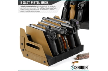 Image of Savior Equipment 6 Slot Pistol Rack, RAL 8000 Tan, 12.5 x 7 x 9.5, RK-HAND-XSIX-TN