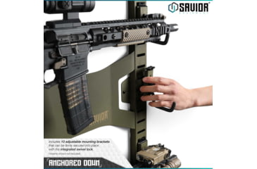 Image of Savior Equipment Horizontal Wall Rack w/10 Hooks, Green, 43.5in H x 22.3in W x 0.75in D, RK-ARC5FG-WM-OG