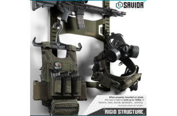 Image of Savior Equipment Horizontal Wall Rack w/10 Hooks, Green, 43.5in H x 22.3in W x 0.75in D, RK-ARC5FG-WM-OG
