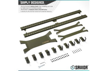 Image of Savior Equipment Horizontal Wall Rack w/10 Hooks, Green, 43.5in H x 22.3in W x 0.75in D, RK-ARC5FG-WM-OG