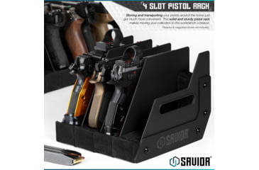 Image of Savior Equipment Pistol Rack, 4-Slot, Black, RK-HAND-XFOUR-BK