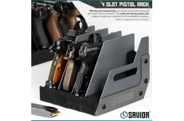 Image of Savior Equipment 4 Slot Pistol Rack, Grey, 7in H x 8.5in L x 9.5in D, RK-HAND-XFOUR-GS
