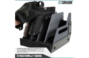 Image of Savior Equipment Pistol Rack, 4-Slot, Gray, RK-HAND-XFOUR-GS