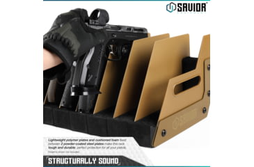 Image of Savior Equipment 8 Slot Pistol Rack, RAL 8000 Tan, 7in H x 16.5in L x 9.5in D, RK-HAND-X8-TN