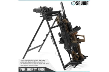 Image of Savior Equipment Pistol Rack Attachment for Shorty Rifle Rack - 8 Slots, Black, Black, 22in x 7in x 3in, RK-SBR9-ACC-8PIS-BK
