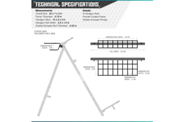 Image of Savior Equipment Pistol Rack Attachment for Shorty Rifle Rack - 8 Slots, Black, Black, 22in x 7in x 3in, RK-SBR9-ACC-8PIS-BK