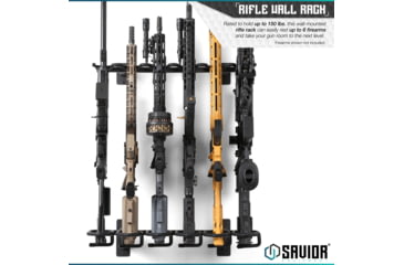 Image of Savior Equipment Rifle Wall Rack, Black, RK-RIF6-WALL-BK