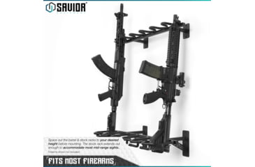 Image of Savior Equipment Rifle Wall Rack, Black, RK-RIF6-WALL-BK