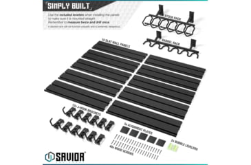 Image of Savior Equipment Wall Rack System 10 Panel Kit w/Attachments, Black, 48x30.25x0.63in, WRS-FULL-R6P12-BK