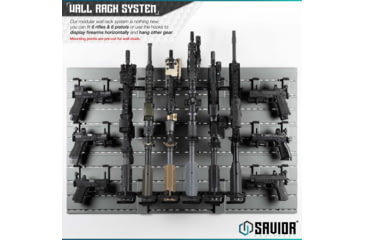 Image of Savior Equipment Wall Rack System 10 Panel Kit w/Attachments, Gray, 48x30.25x0.63in, WRS-FULL-R6P12-GS