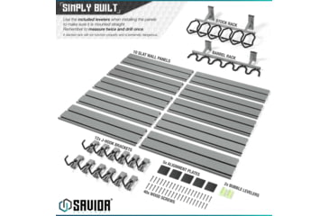 Image of Savior Equipment Wall Rack System 10 Panel Kit w/Attachments, Gray, 48x30.25x0.63in, WRS-FULL-R6P12-GS