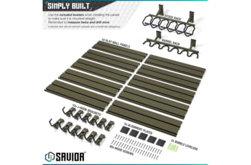 Image of Savior Equipment Wall Rack System 10 Panel Kit w/Attachments, OD Green, 48in x 30.25in x 0.63in, OD Green, 48in x 30.25in x 0.63in, WRS-FULL-R6P12-OG