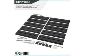 Image of Savior Equipment Wall Rack System 10 Panels, Black, 24x6.25x0.63in, WRS-PAN10-BK