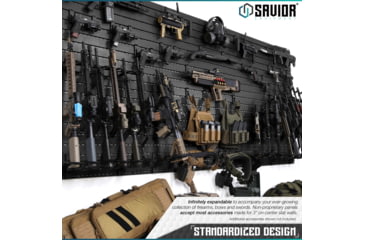Image of Savior Equipment Wall Rack System 5 Panels, Black, 24x6.25x0.63in, WRS-PAN-HALF-BK