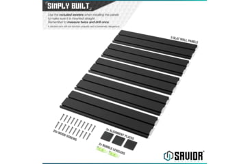 Image of Savior Equipment Wall Rack System 5 Panels, Black, 24x6.25x0.63in, WRS-PAN-HALF-BK