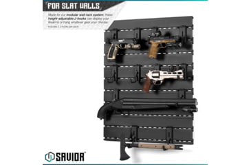 Image of Savior Equipment Wall Rack System Adjustable J-Hook, 2 Pack, Black, 3.5x1.3x3.5in, WRS-ACC-PS2-BK