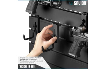 Image of Savior Equipment Wall Rack System Adjustable J-Hook, 2 Pack, Black, 3.5x1.3x3.5in, WRS-ACC-PS2-BK