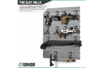 Image of Savior Equipment Wall Rack System Adjustable J-Hook, 2 Pack, Gray, 3.5in x 1.3in x 3.5in, Gray, 3.5in x 1.3in x 3.5in, WRS-ACC-PS2-GS