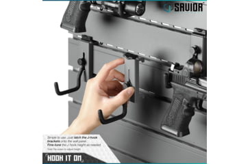 Image of Savior Equipment Wall Rack System Adjustable J-Hook, 2 Pack, Gray, 3.5in x 1.3in x 3.5in, Gray, 3.5in x 1.3in x 3.5in, WRS-ACC-PS2-GS