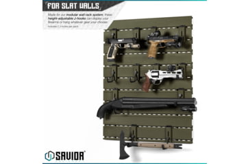 Image of Savior Equipment Wall Rack System Adjustable J-Hook, 2 Pack, OD Green, 3.5in x 1.3in x 3.5in, OD Green, 3.5in x 1.3in x 3.5in, WRS-ACC-PS2-OG