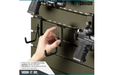 Image of Savior Equipment Wall Rack System Adjustable J-Hook, 2 Pack, OD Green, 3.5in x 1.3in x 3.5in, OD Green, 3.5in x 1.3in x 3.5in, WRS-ACC-PS2-OG
