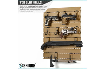 Image of Savior Equipment Wall Rack System Adjustable J-Hook, 2 Pack, Tan, 3.5in x 1.3in x 3.5in, Tan, 3.5in x 1.3in x 3.5in, WRS-ACC-PS2-TN