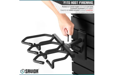 Image of Savior Equipment Wall Rack System Angle Adjustable Wall Rack, Black, WRS-ACC-AD3-BK