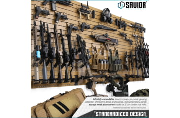 Image of Savior Equipment Wall Rack System w/10 Panels, Tan, 24in x 6.25in x0.63in, Tan, 24in x 6.25in x0.63in, WRS-PAN10-TN