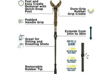 Image of Shocker Tom Taker Click-Stix Shooting Stick, Green/Camo, 36 in, 21927