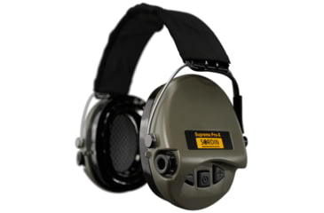 Image of Sordin Supreme PRO-X Headband Headset, Black Headband, Green Cups, 500402