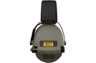 Image of Sordin Supreme PRO-X Headband Headset, Foam, Leather Headband, Green Cups, 500418