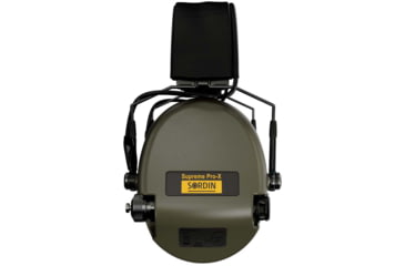 Image of Sordin Supreme PRO-X Slim Headset, Leather Headband, Green Cups, 520473