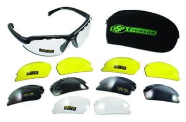 Image of SSP Eyewear Top Focal Shooting Glasses Premier Kit, 1.00, Matte Black Frame, Amber, Clear, and Smoked Lenses, TF100 PREMIER KIT