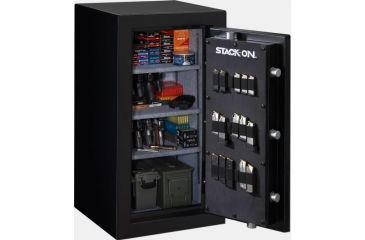 Image of Stack-On 40in Shooters Pistol/Ammo Safe w/Electronic Lock,Door Storage,30min Fire Rating,1.5in,Locking Bolts,Black E-8-MB-E-S