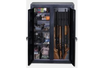 Image of Stack-On Buck Commander Double Door Gun and Bow Cabinet Safe,38x18x55in,Silver/Black Hammertone GCDBC-1631