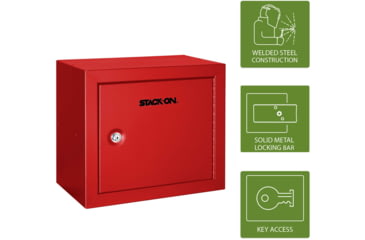 Image of Stack-On Compact Welded-Steel Pistol, Ammo Cabinet, Red, Medium, GCR-500-DS