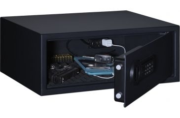 Image of Stack-On Extra Wide Safe with Electronic Lock and Factory Installed Internal Electrical Outlet, Black, Small PSE-507