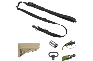 Image of T10 Complete Modular Operator'S System - Alpha Sling Black, Swinger Stock Flat Dark Earth, Mil-Spec, CMOS-ASL-BLK-SWST-FDE