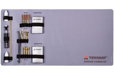 Image of TekMat 21-Piece Universal Handgun Cleaning Kit with Integrated TekMat Cleaning Mat, Grey, 12 x 24, TEKRTKHGU01