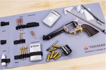 Image of TekMat 21-Piece Universal Handgun Cleaning Kit with Integrated TekMat Cleaning Mat, Grey, 12 x 24, TEKRTKHGU01