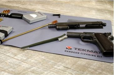 Image of TekMat 21-Piece Universal Handgun Cleaning Kit with Integrated TekMat Cleaning Mat, Grey, 12 x 24, TEKRTKHGU01