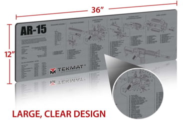 Image of TekMat 36in Printed Gun Cleaning Mat AR-15, Grey, TEK-36-AR15-GY