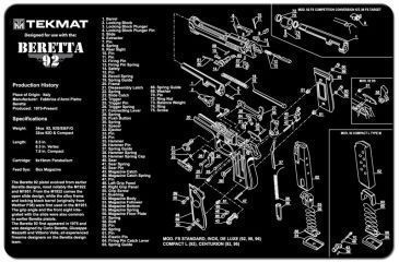 Image of TekMat Beretta 92 M9 Gun Cleaning Mat,11x17in,Black 17-BER92