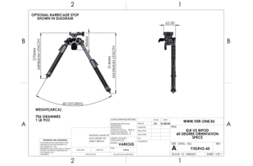 Image of Tier One ELR V2 Competition Bipod - QD Picatinny Tilt Only, Black, T1ELRBIPODQDT